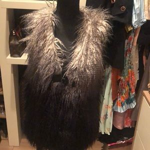 Beautiful black and gray fur vest